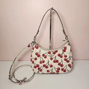 COACH CY696 Teri Hobo Bag Cherry Print Smooth Leather